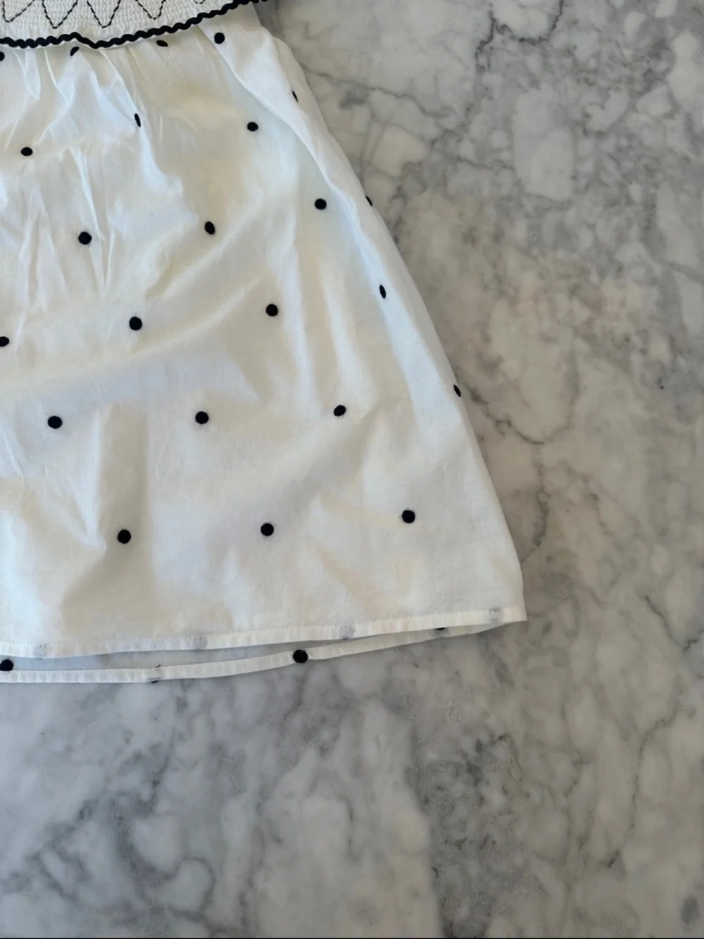 Zara Dress with Black Embroidered Collar and Polka Dots 3Y
